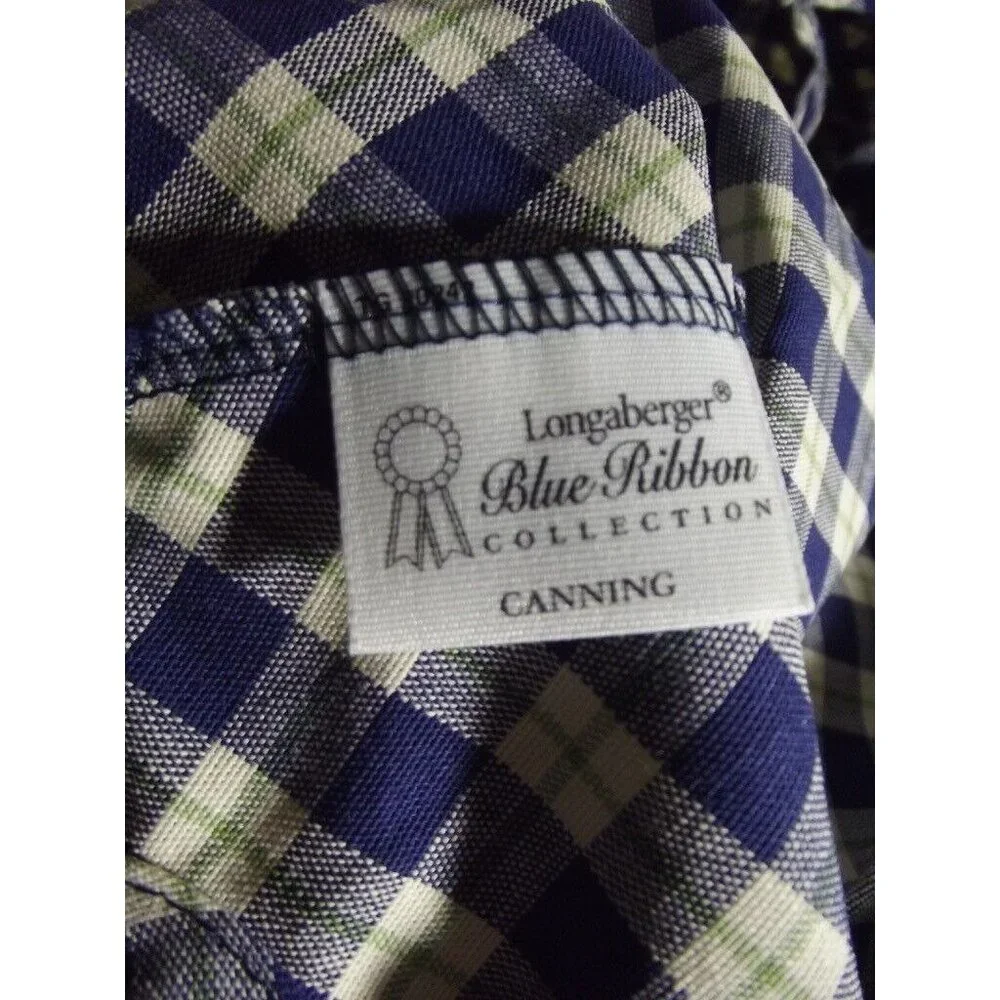 Longaberger Navy and Cream Plaid Fabric Basket Liner